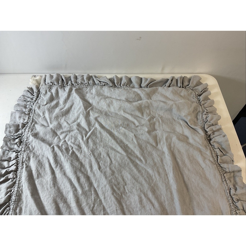 Pottery Barn 100% Linen Ruffle Pillow Cover Case 26x26 Gray